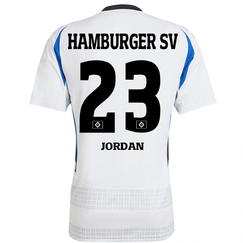 Danxen Kvinder Dominik Jordan #23 Hvid Blå Hjemmebane Spillertrøjer 2024/25 Trøje T-Shirt