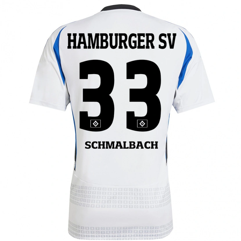 Danxen Kvinder Sebastian Schmalbach #33 Hvid Blå Hjemmebane Spillertrøjer 2024/25 Trøje T-Shirt