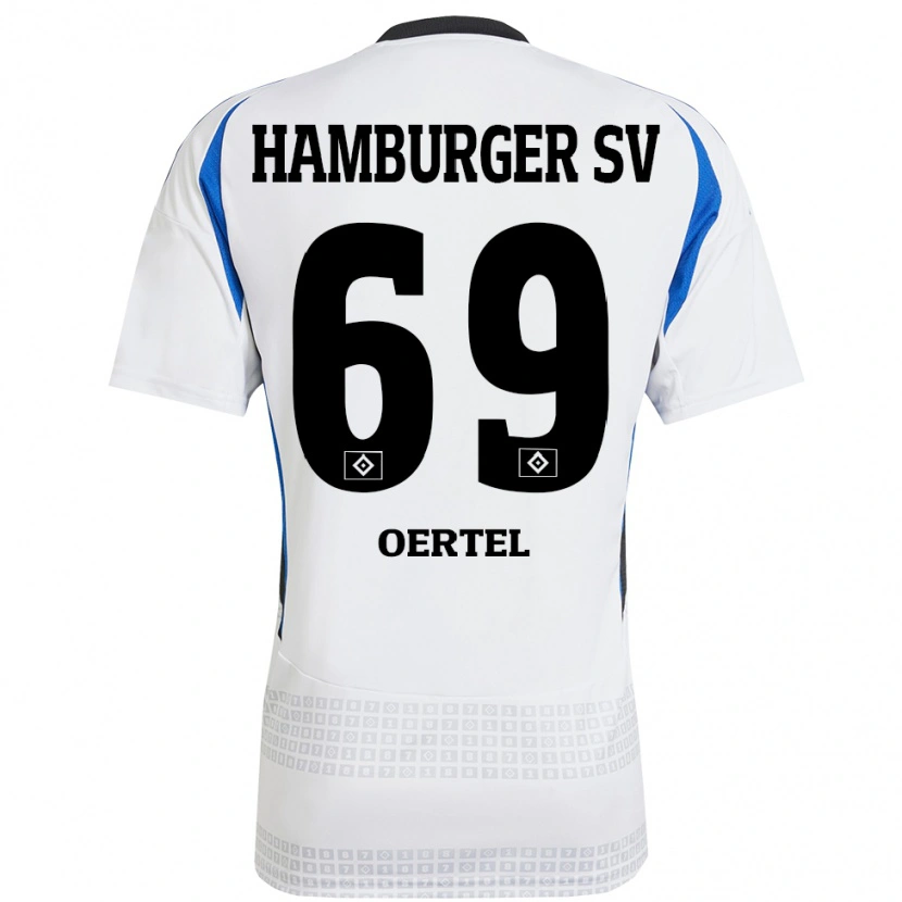Danxen Kvinder Jan Oertel #69 Hvid Blå Hjemmebane Spillertrøjer 2024/25 Trøje T-Shirt