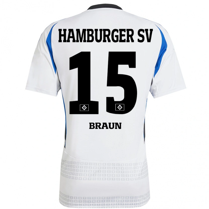 Danxen Kvinder Jana Braun #15 Hvid Blå Hjemmebane Spillertrøjer 2024/25 Trøje T-Shirt