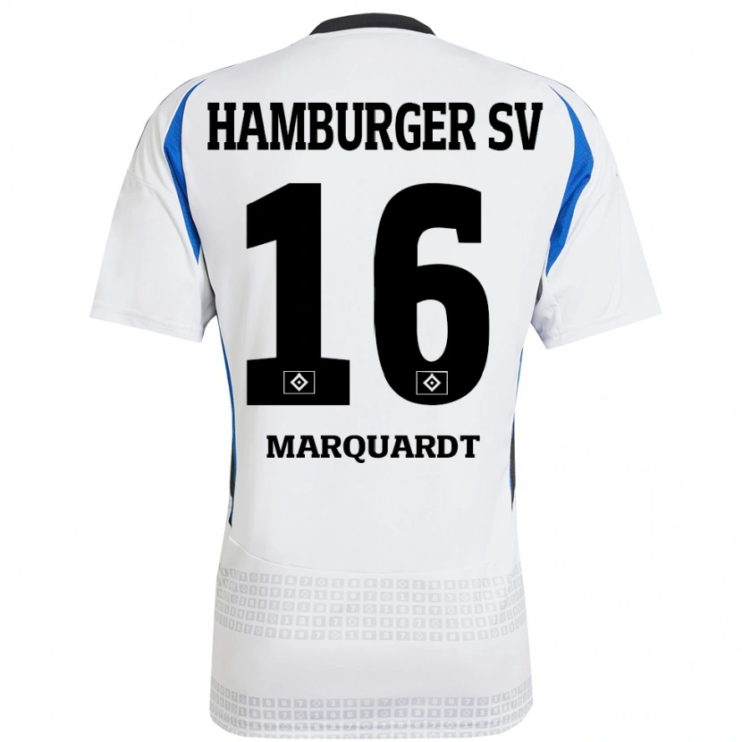 Danxen Kvinder Dana Marquardt #16 Hvid Blå Hjemmebane Spillertrøjer 2024/25 Trøje T-Shirt