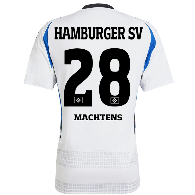 Danxen Kvinder Pauline Machtens #28 Hvid Blå Hjemmebane Spillertrøjer 2024/25 Trøje T-Shirt