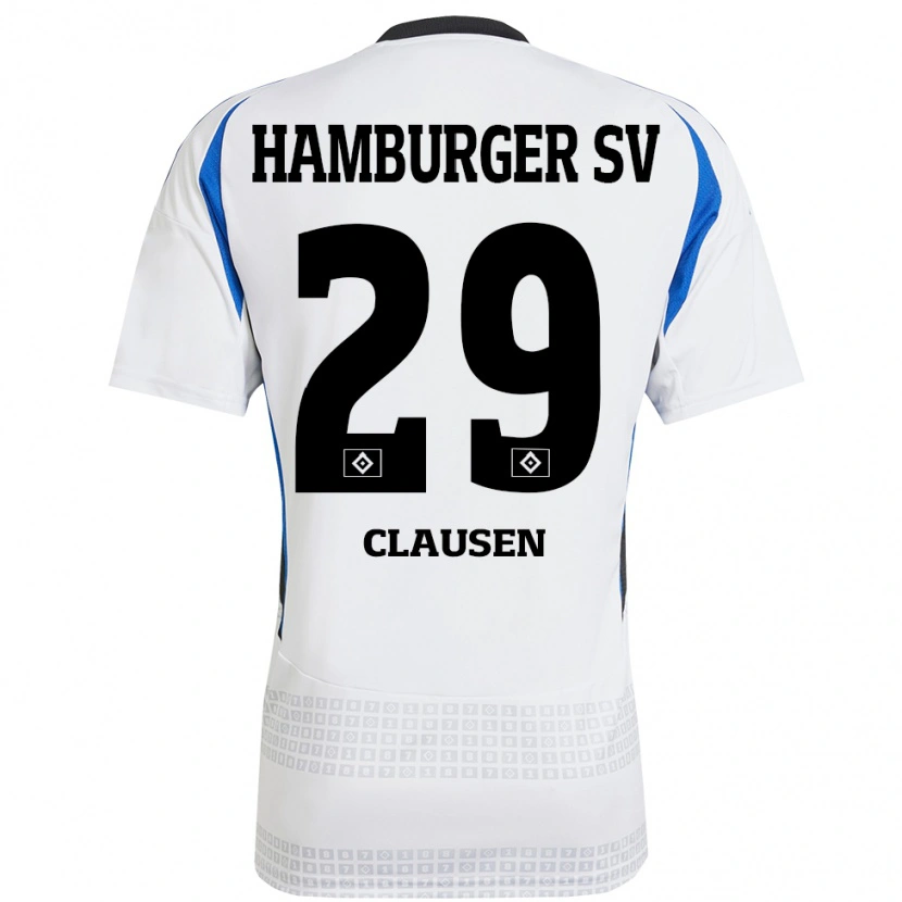 Danxen Kvinder Lina Clausen #29 Hvid Blå Hjemmebane Spillertrøjer 2024/25 Trøje T-Shirt