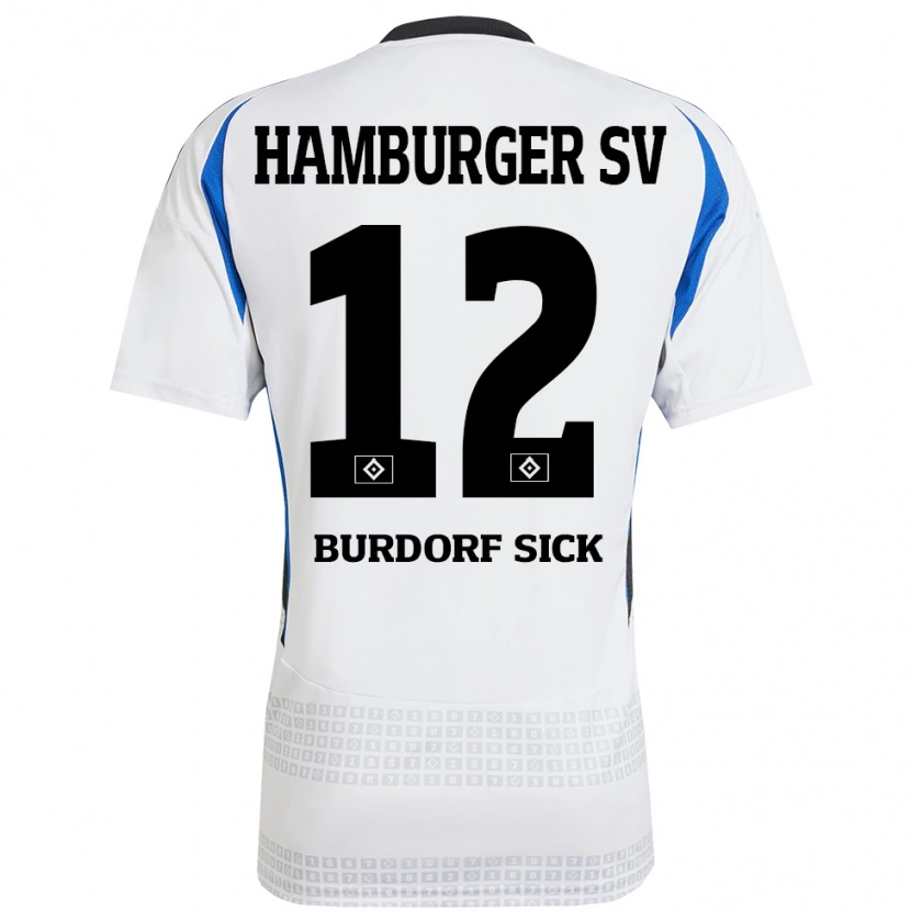 Danxen Kvinder Emma Burdorf-Sick #12 Hvid Blå Hjemmebane Spillertrøjer 2024/25 Trøje T-Shirt