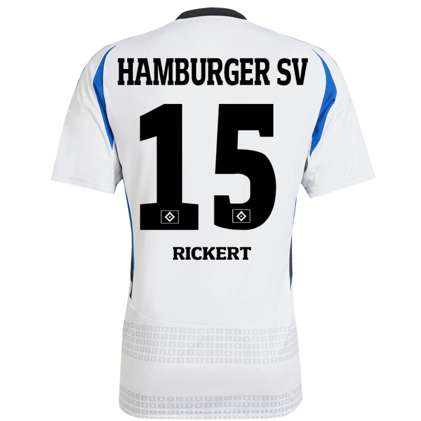 Danxen Kvinder Manja Rickert #15 Hvid Blå Hjemmebane Spillertrøjer 2024/25 Trøje T-Shirt