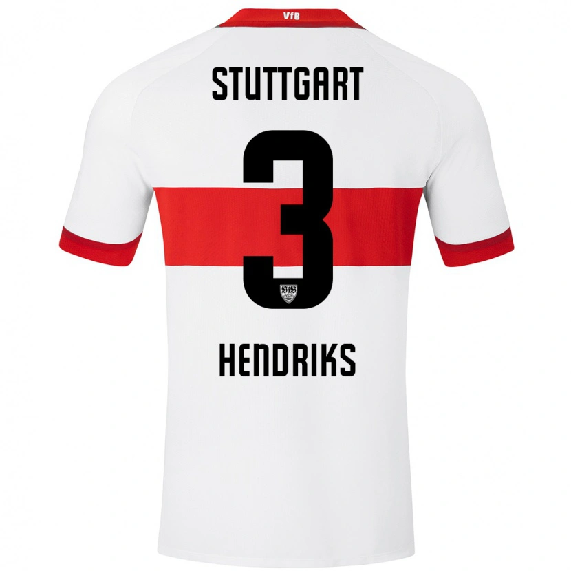 Danxen Kvinder Ramon Hendriks #3 Hvid Rød Hjemmebane Spillertrøjer 2024/25 Trøje T-Shirt