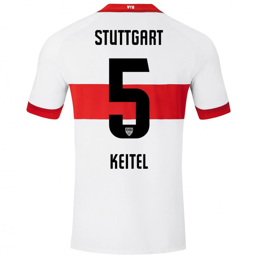 Danxen Kvinder Yannik Keitel #5 Hvid Rød Hjemmebane Spillertrøjer 2024/25 Trøje T-Shirt
