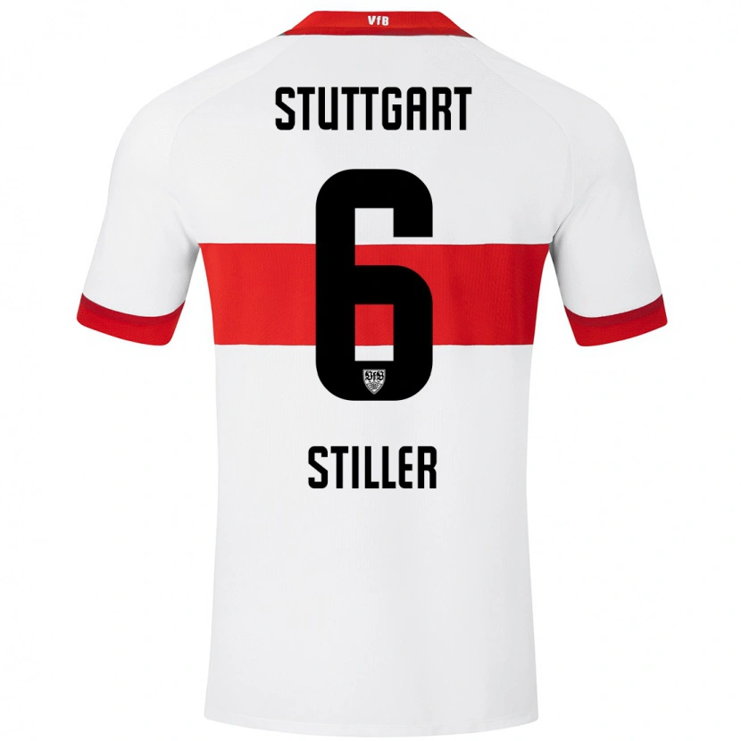 Danxen Kvinder Angelo Stiller #6 Hvid Rød Hjemmebane Spillertrøjer 2024/25 Trøje T-Shirt