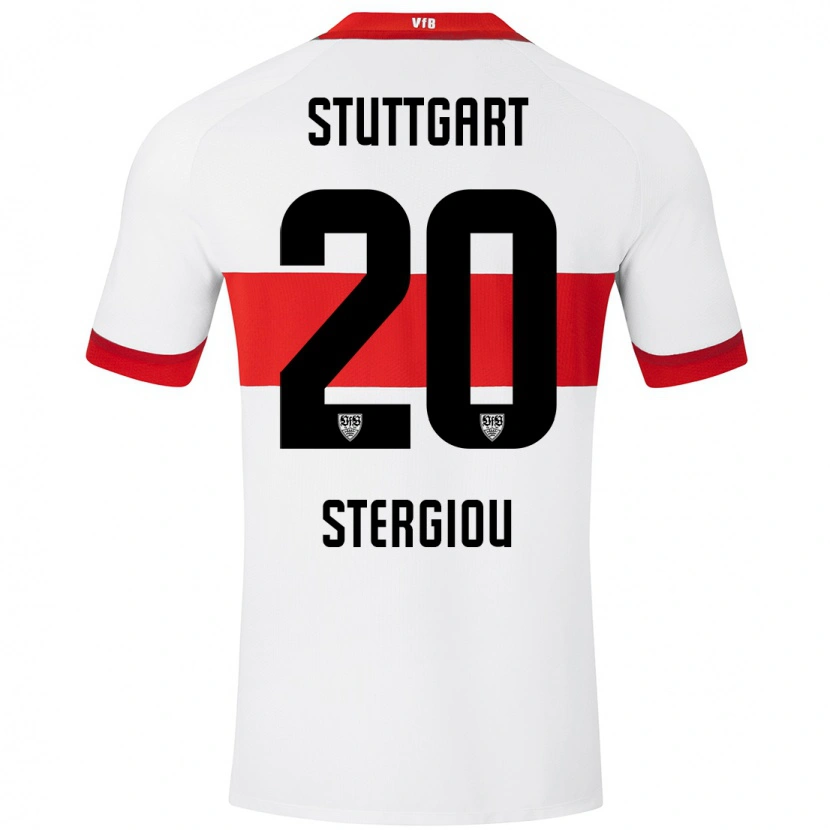 Danxen Kvinder Leonidas Stergiou #20 Hvid Rød Hjemmebane Spillertrøjer 2024/25 Trøje T-Shirt