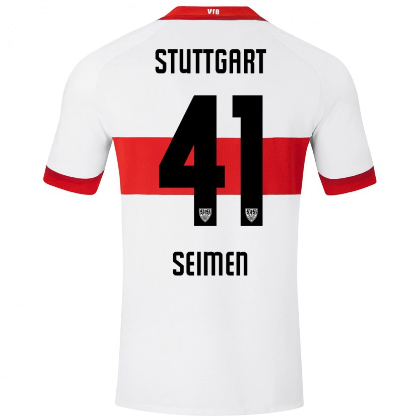 Danxen Kvinder Dennis Seimen #41 Hvid Rød Hjemmebane Spillertrøjer 2024/25 Trøje T-Shirt