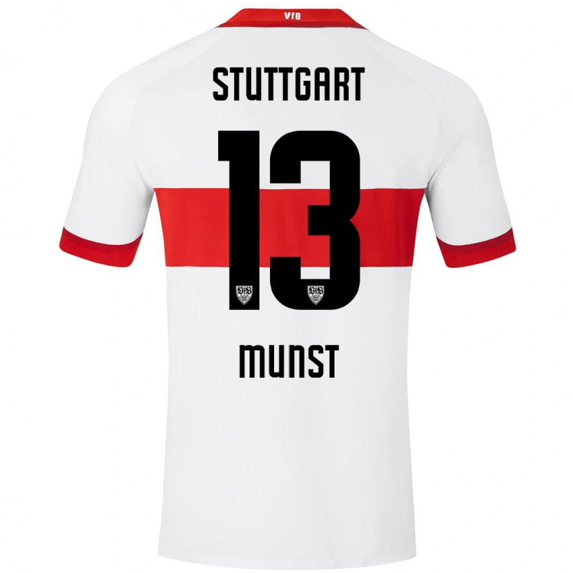 Danxen Kvinder Leonhard Münst #13 Hvid Rød Hjemmebane Spillertrøjer 2024/25 Trøje T-Shirt