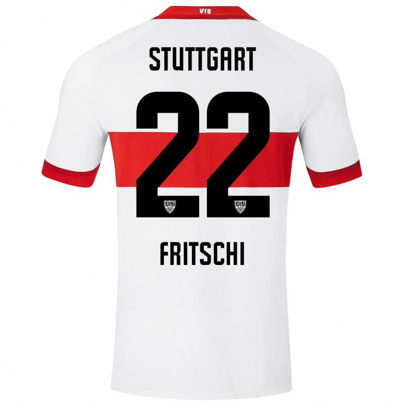 Danxen Kvinder Paulo Fritschi #22 Hvid Rød Hjemmebane Spillertrøjer 2024/25 Trøje T-Shirt