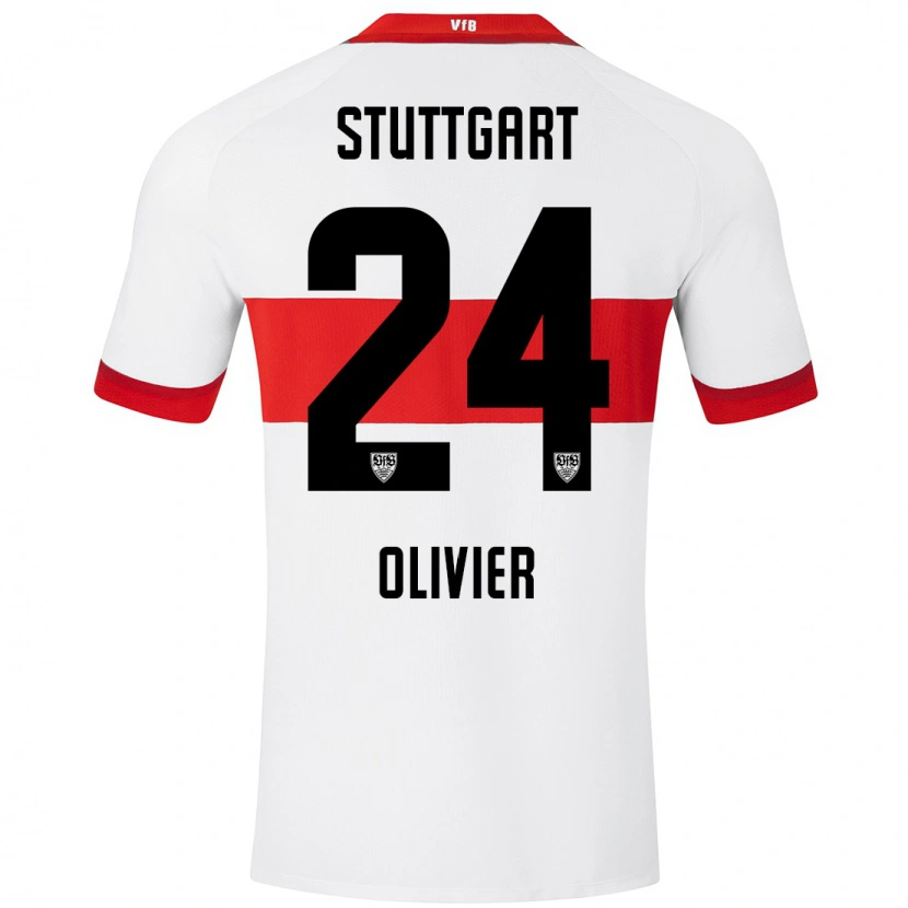 Danxen Kvinder Christopher Olivier #24 Hvid Rød Hjemmebane Spillertrøjer 2024/25 Trøje T-Shirt