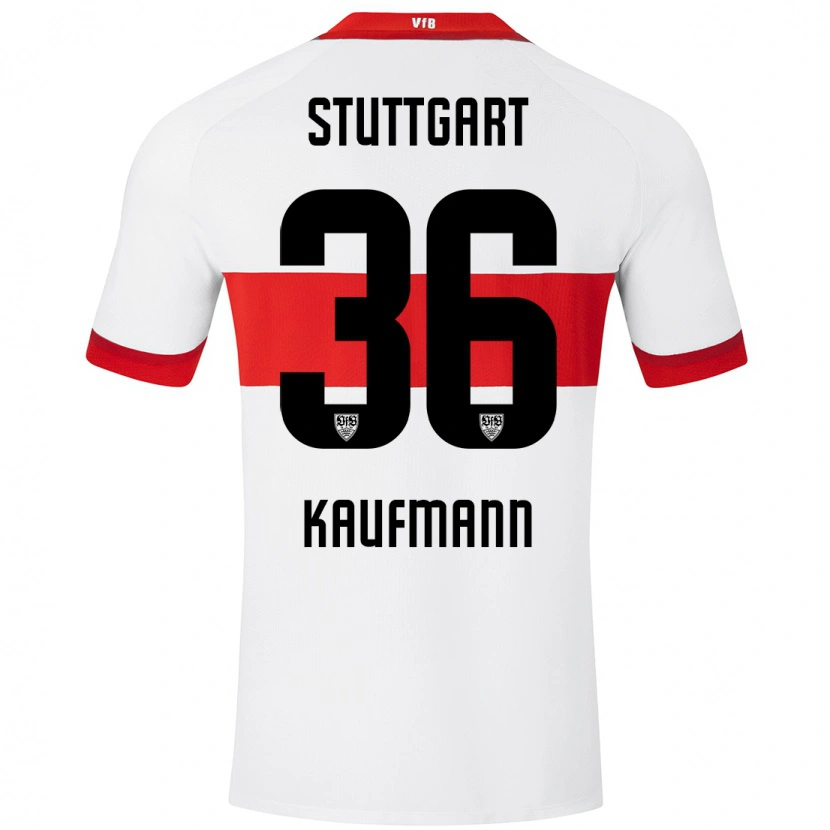 Danxen Kvinder Tino Kaufmann #36 Hvid Rød Hjemmebane Spillertrøjer 2024/25 Trøje T-Shirt