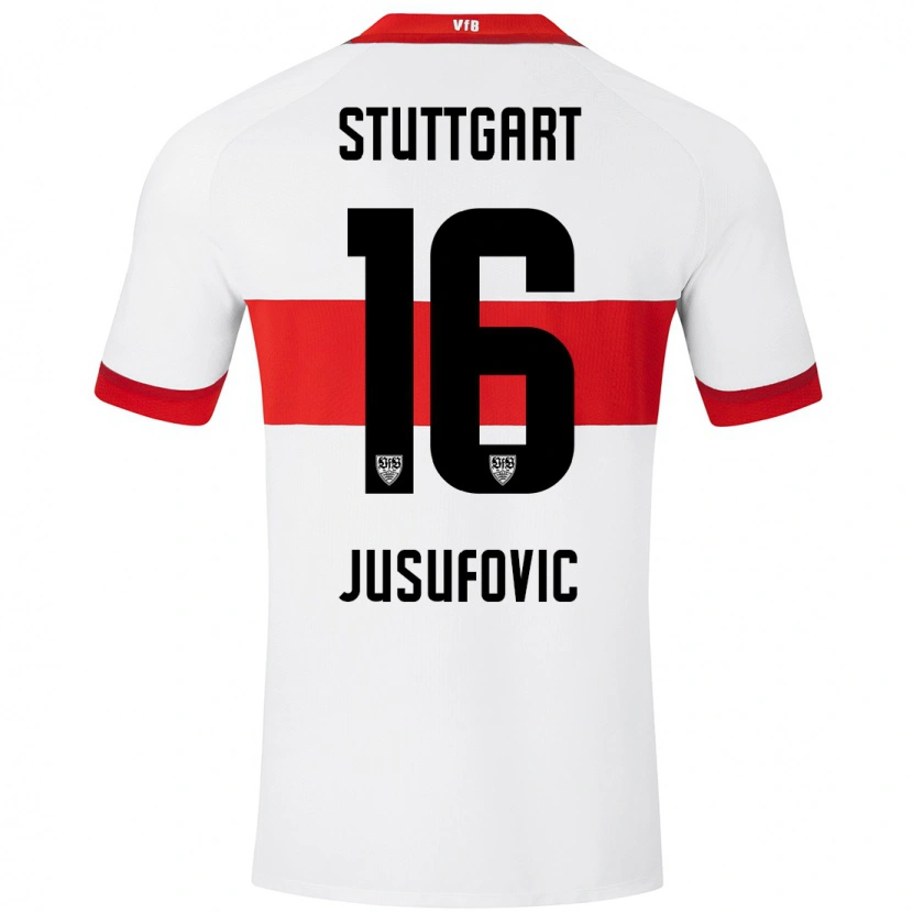 Danxen Kvinder Farah Jusufović #16 Hvid Rød Hjemmebane Spillertrøjer 2024/25 Trøje T-Shirt