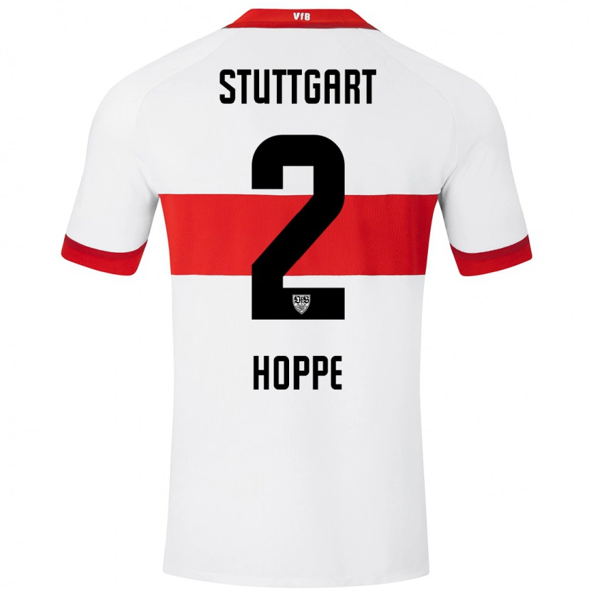 Danxen Kvinder Mattis Hoppe #2 Hvid Rød Hjemmebane Spillertrøjer 2024/25 Trøje T-Shirt