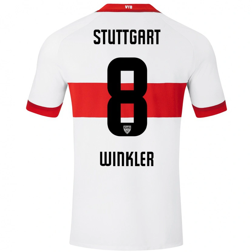 Danxen Kvinder Nathan Winkler #8 Hvid Rød Hjemmebane Spillertrøjer 2024/25 Trøje T-Shirt