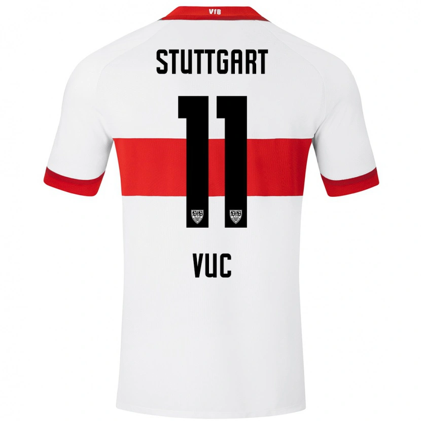Danxen Kvinder Patrick Vuc #11 Hvid Rød Hjemmebane Spillertrøjer 2024/25 Trøje T-Shirt