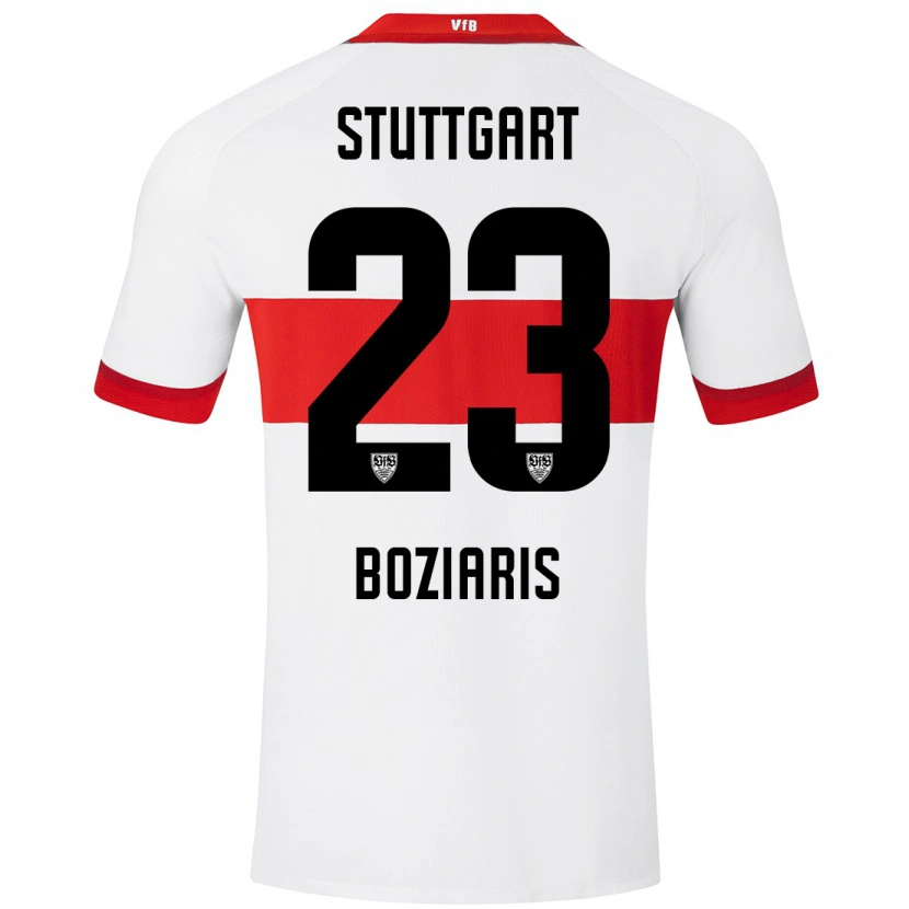 Danxen Kvinder Giannis Boziaris #23 Hvid Rød Hjemmebane Spillertrøjer 2024/25 Trøje T-Shirt