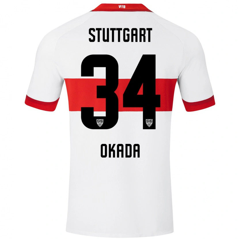 Danxen Kvinder Rei Okada #34 Hvid Rød Hjemmebane Spillertrøjer 2024/25 Trøje T-Shirt