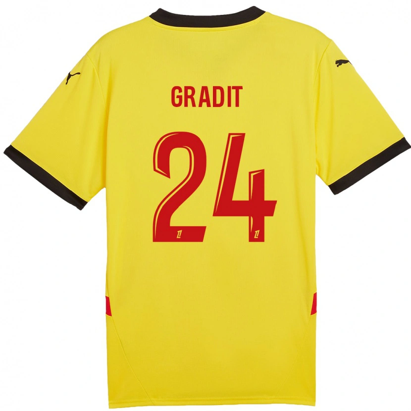 Danxen Kvinder Jonathan Gradit #24 Gul Rød Hjemmebane Spillertrøjer 2024/25 Trøje T-Shirt