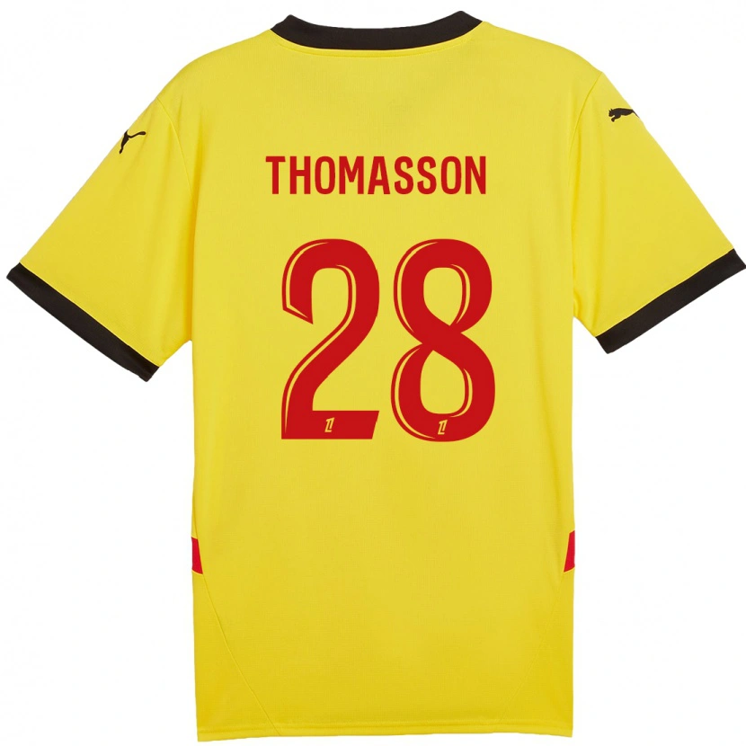Danxen Kvinder Adrien Thomasson #28 Gul Rød Hjemmebane Spillertrøjer 2024/25 Trøje T-Shirt