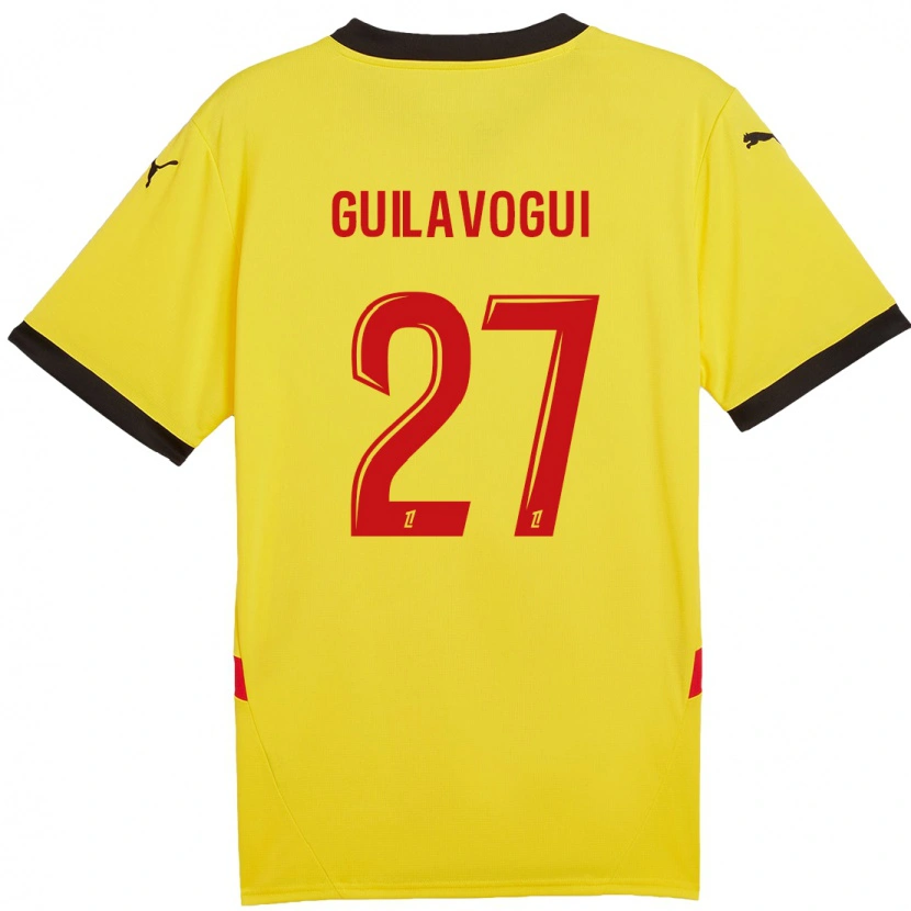 Danxen Kvinder Morgan Guilavogui #27 Gul Rød Hjemmebane Spillertrøjer 2024/25 Trøje T-Shirt