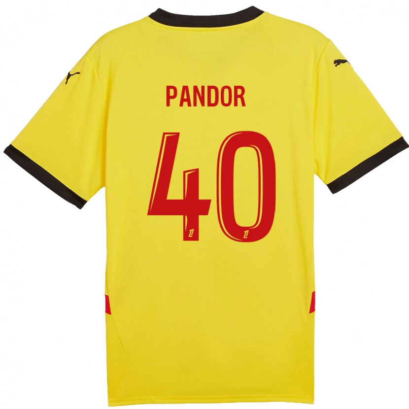 Danxen Kvinder Yannick Pandor #40 Gul Rød Hjemmebane Spillertrøjer 2024/25 Trøje T-Shirt