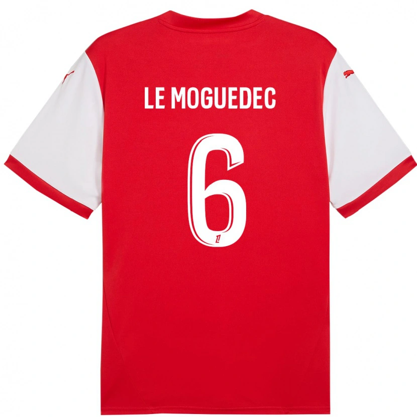 Danxen Kvinder Anaële Le Moguédec #6 Rød Hvid Hjemmebane Spillertrøjer 2024/25 Trøje T-Shirt