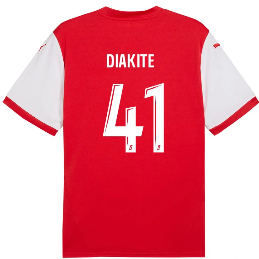 Danxen Kvinder Ibrahim Diakité #41 Rød Hvid Hjemmebane Spillertrøjer 2024/25 Trøje T-Shirt