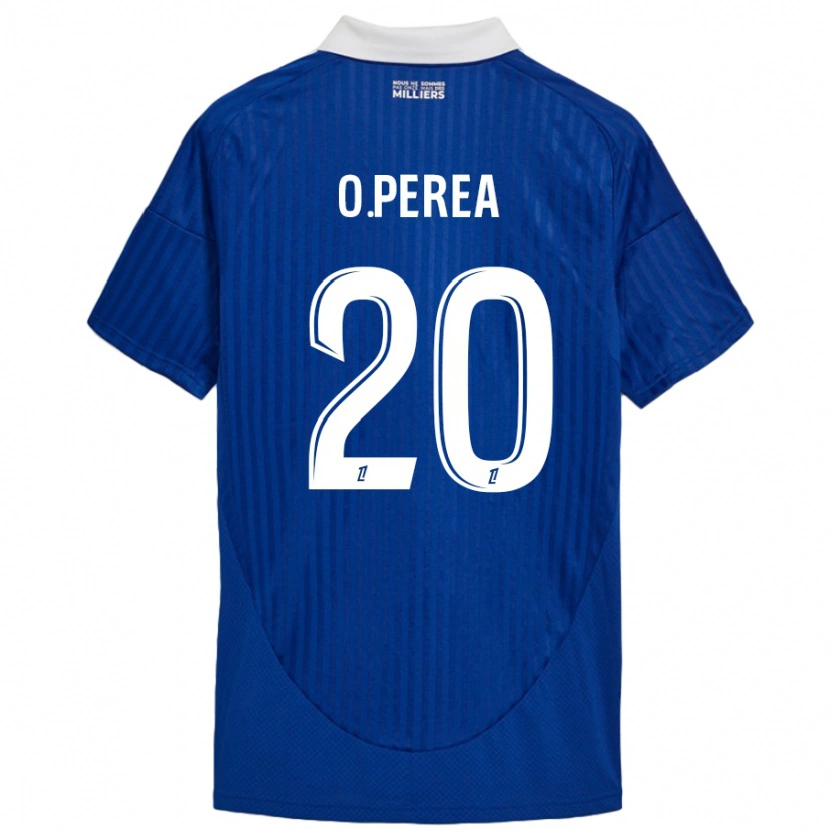 Danxen Kvinder Óscar Perea #20 Blå Hvid Hjemmebane Spillertrøjer 2024/25 Trøje T-Shirt