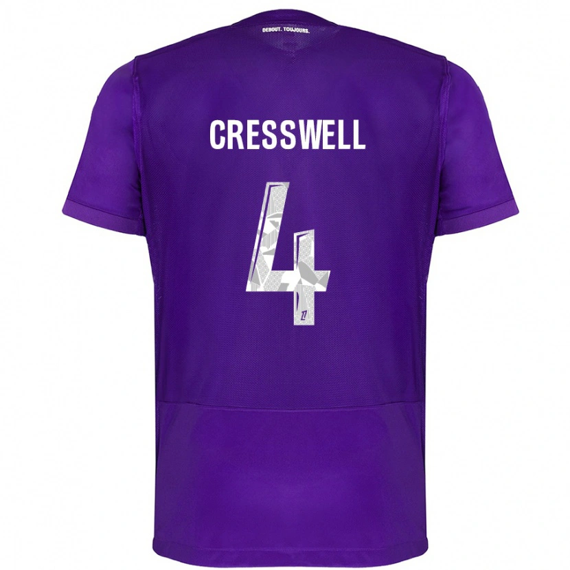Danxen Kvinder Charlie Cresswell #4 Lilla Hvid Hjemmebane Spillertrøjer 2024/25 Trøje T-Shirt
