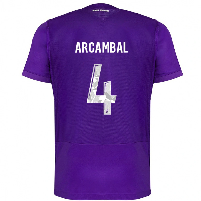 Danxen Kvinder Anais Arcambal #4 Lilla Hvid Hjemmebane Spillertrøjer 2024/25 Trøje T-Shirt
