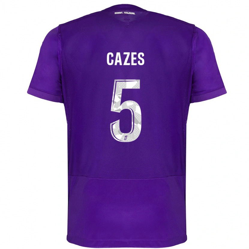 Danxen Kvinder Manon Cazes #5 Lilla Hvid Hjemmebane Spillertrøjer 2024/25 Trøje T-Shirt