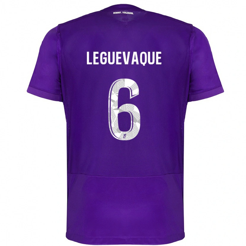 Danxen Kvinder Laurie Leguevaque #6 Lilla Hvid Hjemmebane Spillertrøjer 2024/25 Trøje T-Shirt