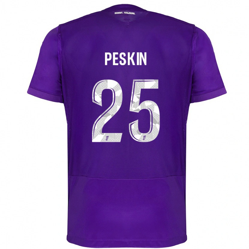 Danxen Kvinder Kelso Peskin #25 Lilla Hvid Hjemmebane Spillertrøjer 2024/25 Trøje T-Shirt