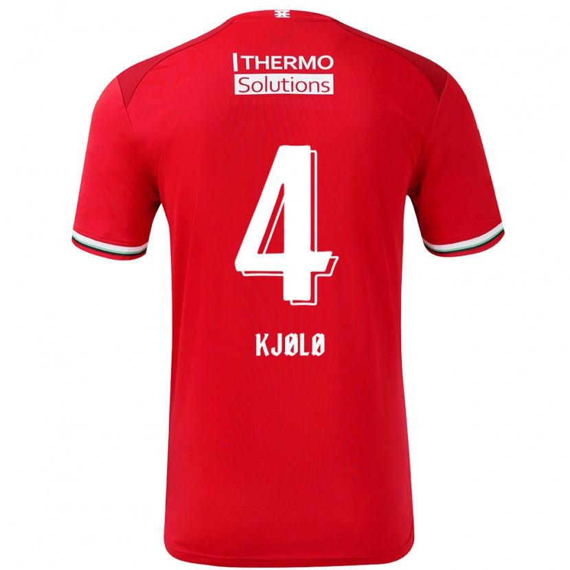 Danxen Kvinder Mathias Kjølø #4 Rød Hvid Hjemmebane Spillertrøjer 2024/25 Trøje T-Shirt