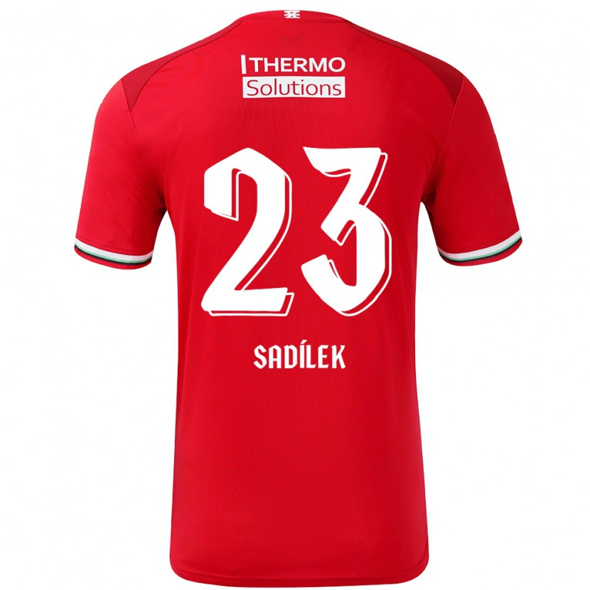 Danxen Kvinder Michal Sadílek #23 Rød Hvid Hjemmebane Spillertrøjer 2024/25 Trøje T-Shirt