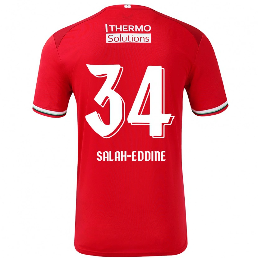 Danxen Kvinder Anass Salah-Eddine #34 Rød Hvid Hjemmebane Spillertrøjer 2024/25 Trøje T-Shirt