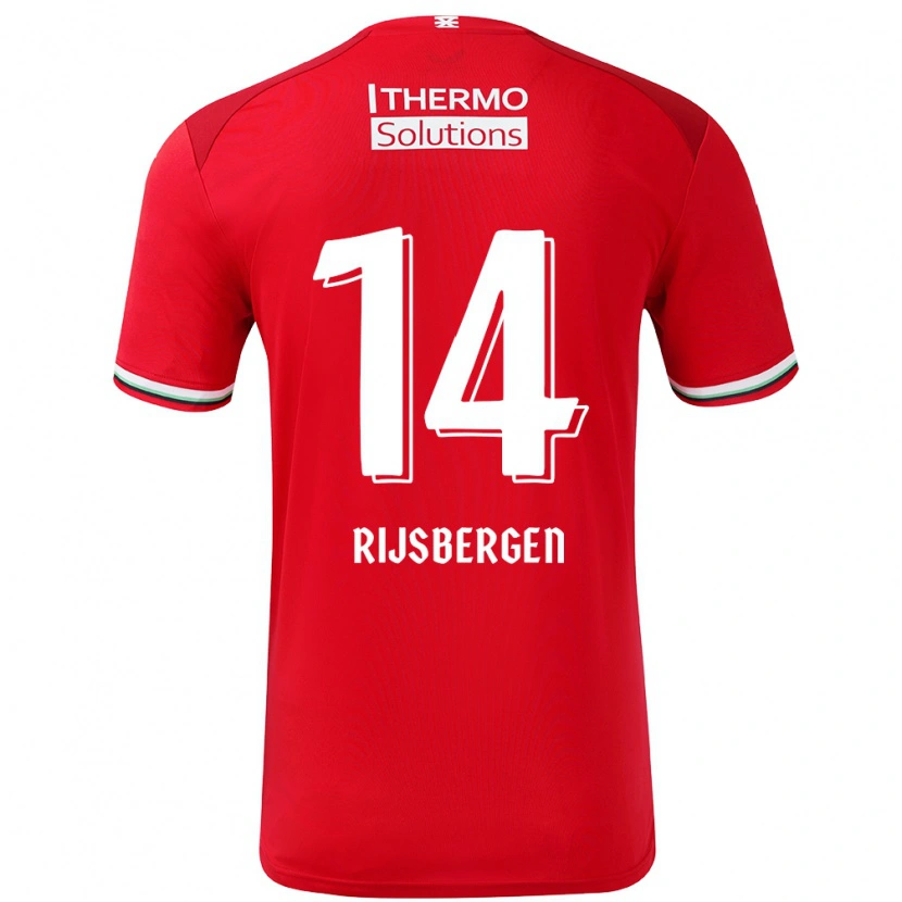Danxen Kvinder Liz Rijsbergen #14 Rød Hvid Hjemmebane Spillertrøjer 2024/25 Trøje T-Shirt