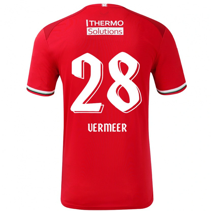 Danxen Kvinder Sofie Vermeer #28 Rød Hvid Hjemmebane Spillertrøjer 2024/25 Trøje T-Shirt