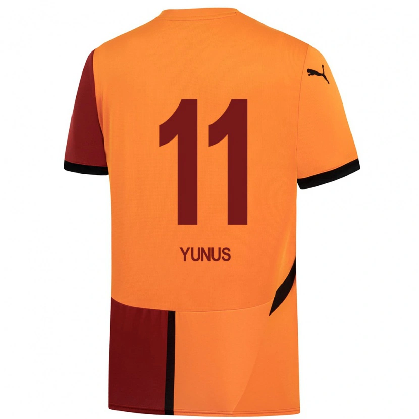 Danxen Kvinder Yunus Akgün #11 Gul Rød Hjemmebane Spillertrøjer 2024/25 Trøje T-Shirt