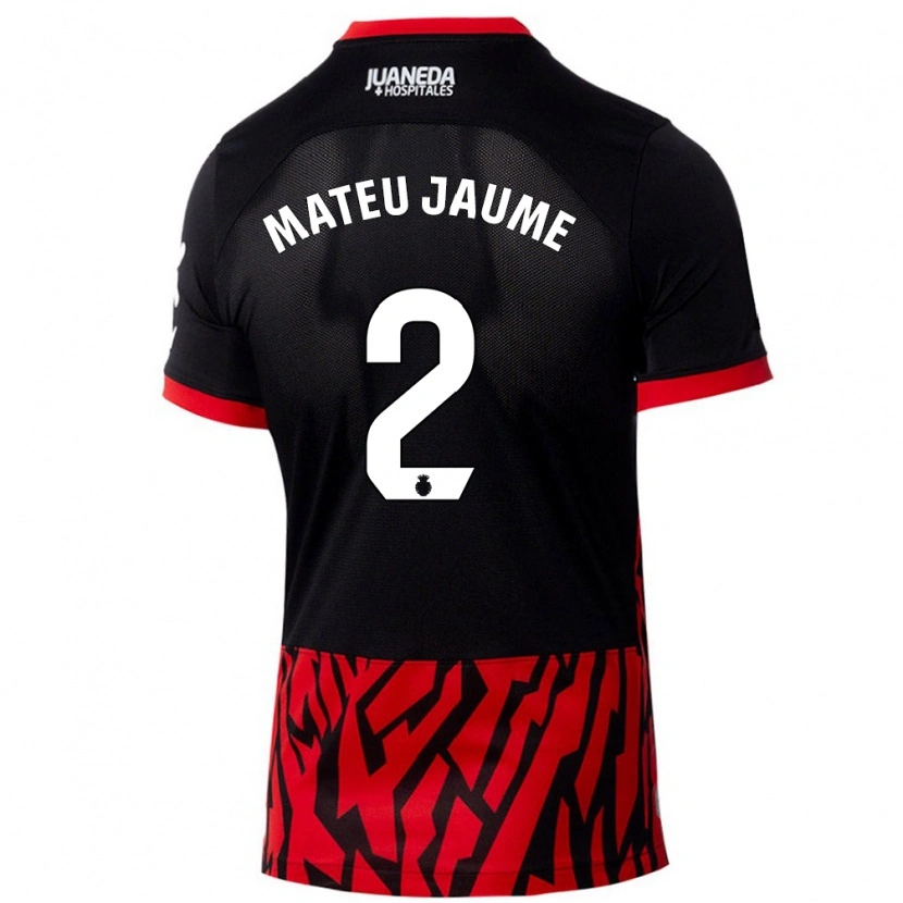 Danxen Kvinder Mateu Morey #2 Sort Rød Hjemmebane Spillertrøjer 2024/25 Trøje T-Shirt