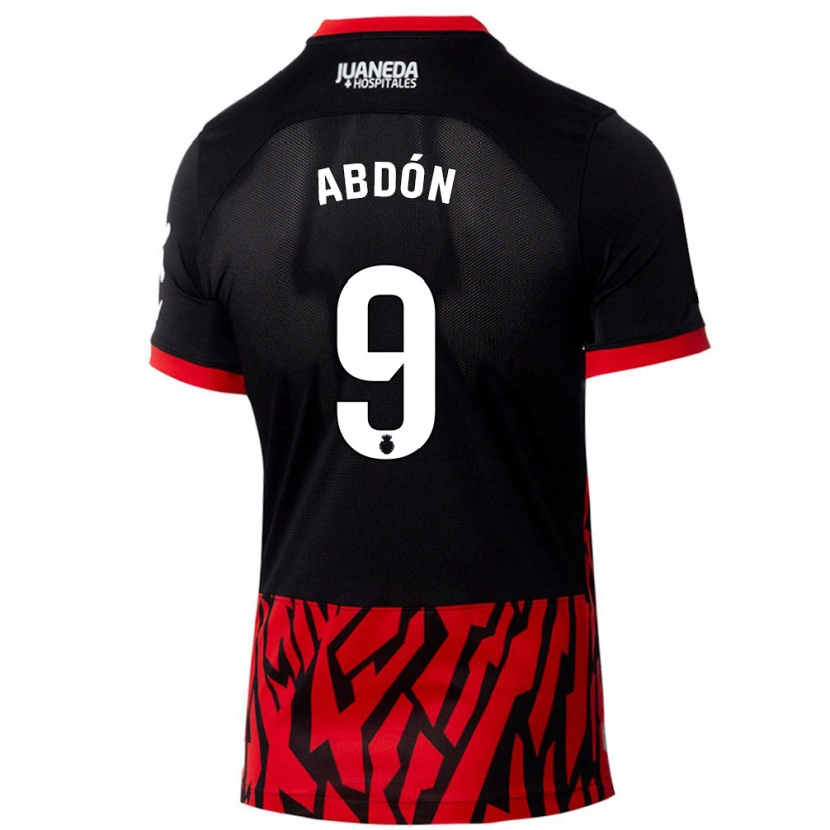 Danxen Kvinder Abdón Prats #9 Sort Rød Hjemmebane Spillertrøjer 2024/25 Trøje T-Shirt