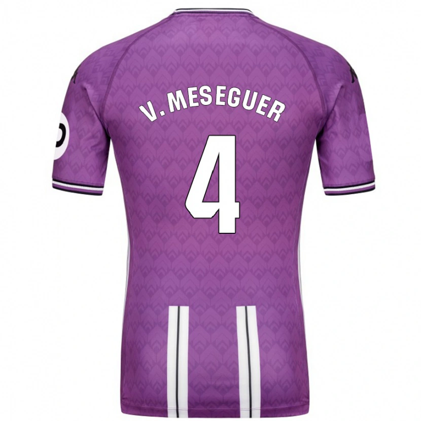 Danxen Kvinder Víctor Meseguer #4 Lilla Hvid Hjemmebane Spillertrøjer 2024/25 Trøje T-Shirt