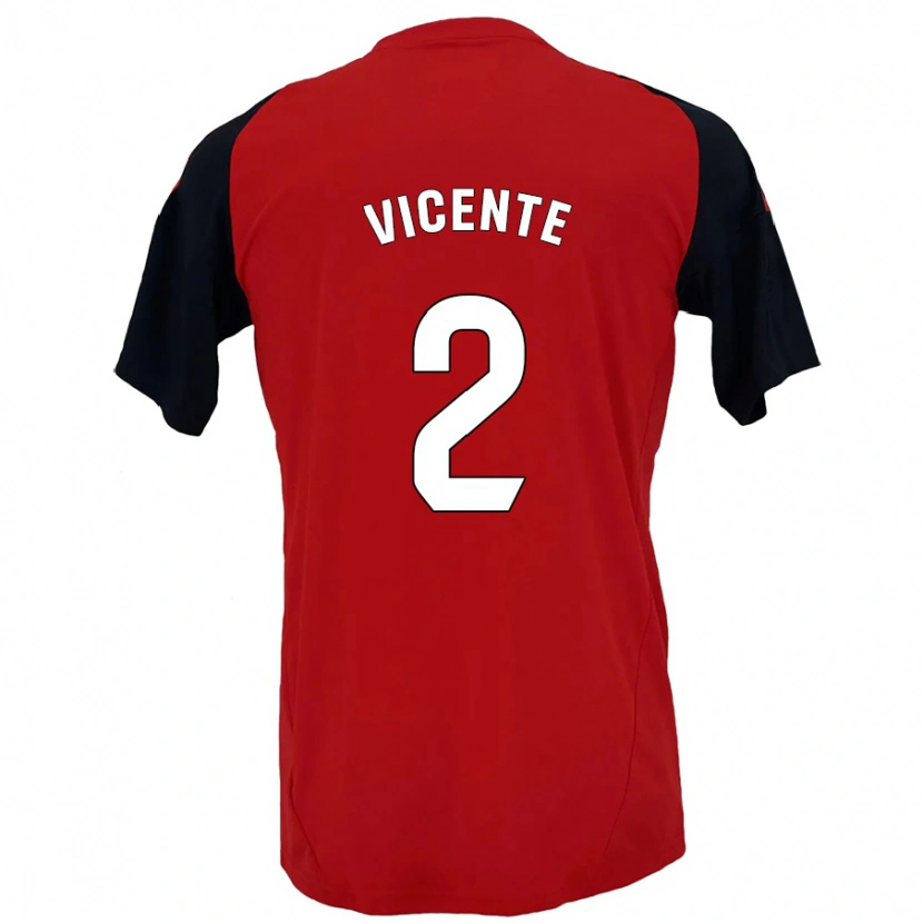 Danxen Kvinder David Vicente #2 Rød Sort Hjemmebane Spillertrøjer 2024/25 Trøje T-Shirt