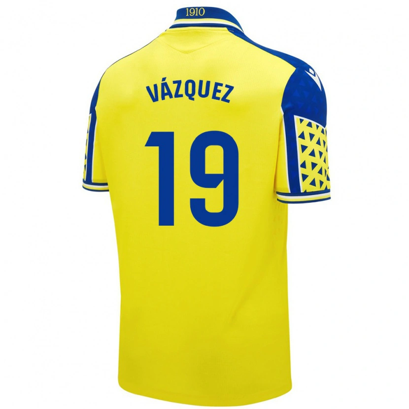 Danxen Kvinder Borja Vázquez #19 Gul Blå Hjemmebane Spillertrøjer 2024/25 Trøje T-Shirt