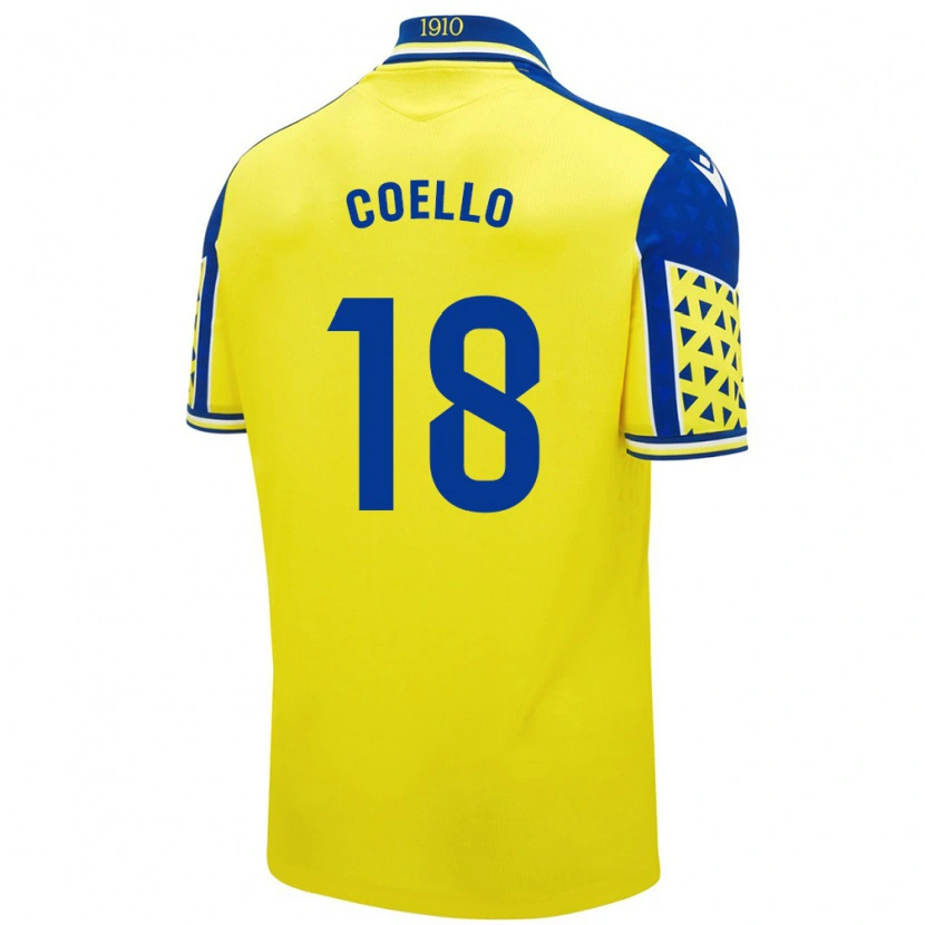 Danxen Kvinder María Del Carmen Coello Vidal #18 Gul Blå Hjemmebane Spillertrøjer 2024/25 Trøje T-Shirt