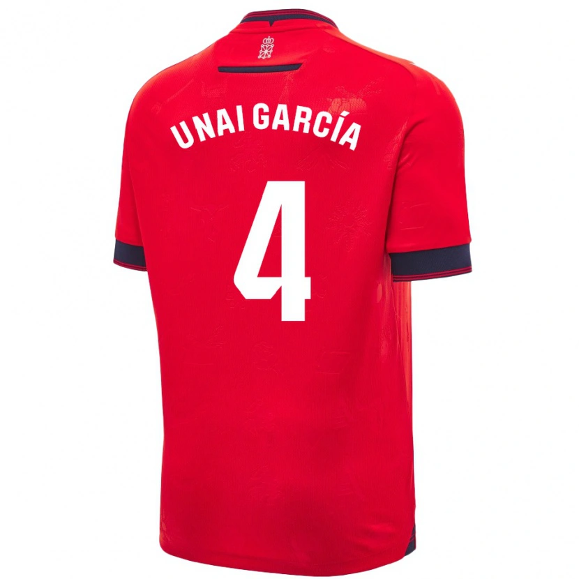Danxen Kvinder Unai García #4 Rød Hvid Hjemmebane Spillertrøjer 2024/25 Trøje T-Shirt