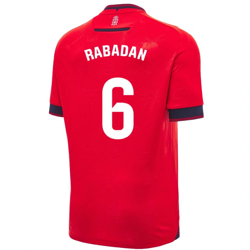 Danxen Kvinder David Rabadán #6 Rød Hvid Hjemmebane Spillertrøjer 2024/25 Trøje T-Shirt